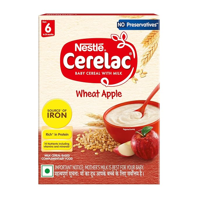 Nestle Cerelac Wheat Apple Baby Cereal (6 - 24 Months) - 350 g