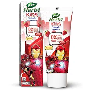Dabur Herb'l Kids Toothpaste (Ironman, 3+ years, Strawberry Flavour) - 80 g