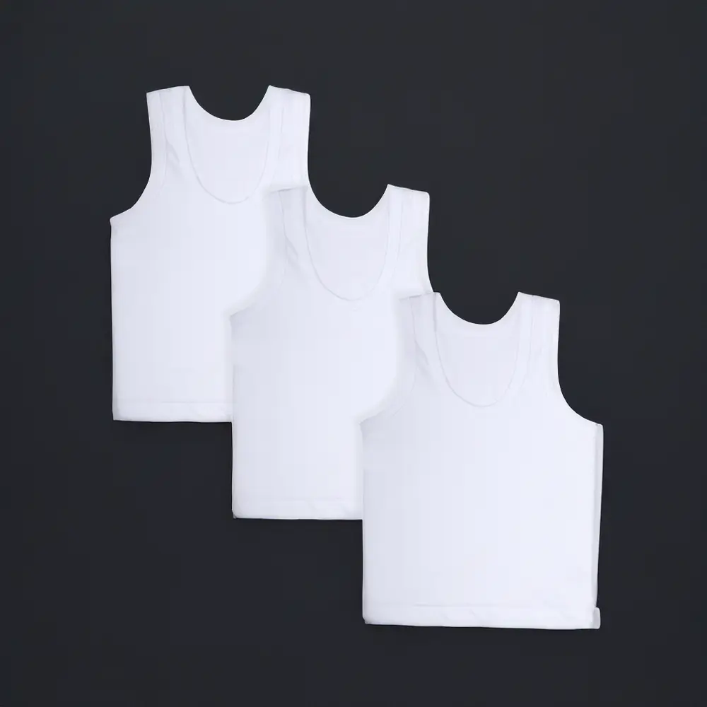 Bodycare Cotton Kids Vest for Boys (White) - 3 pcs