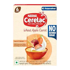 Nestle Cerelac Wheat Apple Carrot Baby Cereal (No Refined Sugar, 6 to 24 Months) - 300 g
